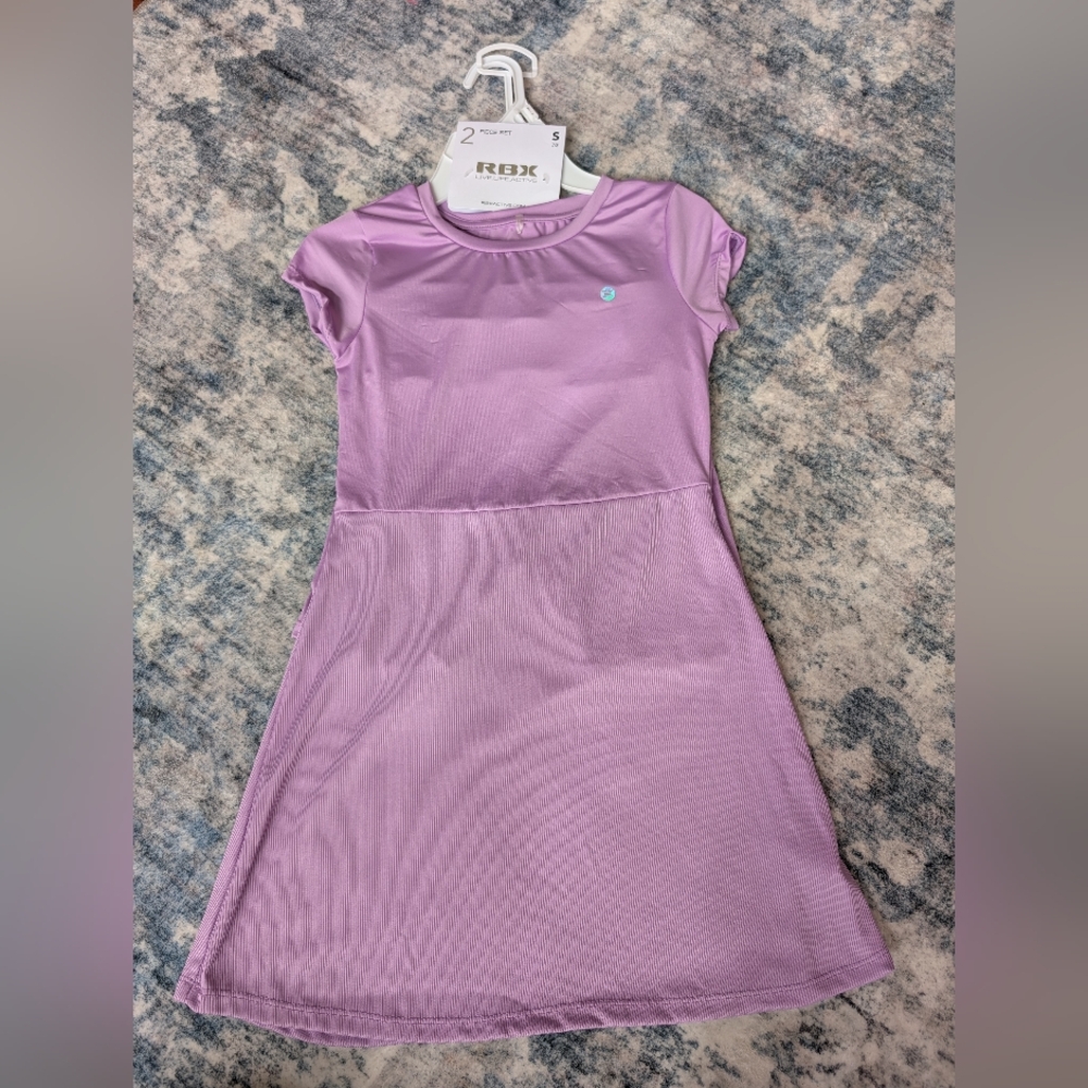 RBX Girl's 2 Piece Active Wear Tennis Dress Shorts Set Purple Lilac Sz 7/8 NWT